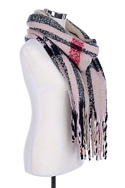 Fashionable Plaid Print Fringe Scarf Shawl FM-SC195
