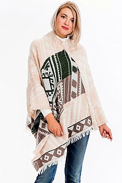 FRINGED TRIBAL PONCHO