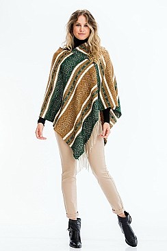 FRINGED TRIBAL PONCHO