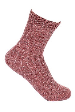 Pack of (12 Pieces) Assorted Glitter Accent Fashion Socks FM-JCL70015