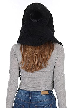 Stylish Soft Fur Hooded Scarf with Pockets FM-AT267