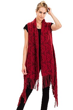 Pack of 6 pieces Fringe Knitted Longline Vest FM-WSF197