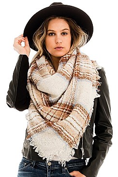 Pack of 12 Plaid Oversized Square Blanket Scarves