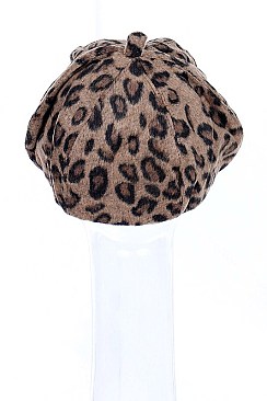 Pack of 12 (pieces) Assorted Leopard Faux Fur Beret FM-SHTH5408