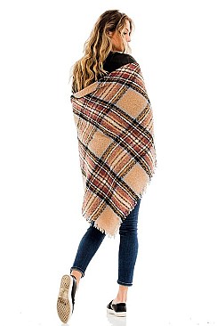 Pack of 12 Plaid Oversized Square Blanket Scarves