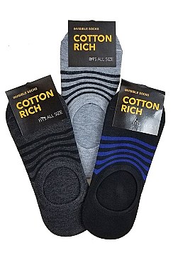 Pack of (12 Pieces) Assorted Striped Non-Slip Noshow Socks FM-GM134
