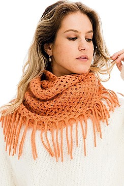 Pack of 12 Pcs Assorted Color Fringe Infinity Scarves