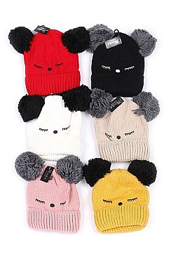Pack of 12 (pieces) Assorted Pom Pom Animal Theme Beanies