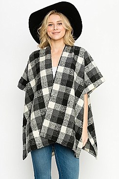 Fashion Plaid Pattern Poncho