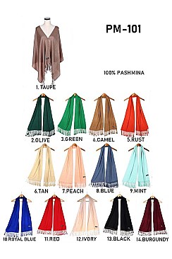 Pack of 12 Pcs Assorted Color Pashmina Scarves