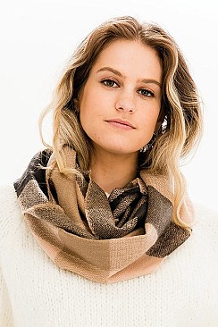 Pack of 12 Pcs Assorted Color Plaid Pattern Infinity Scarves