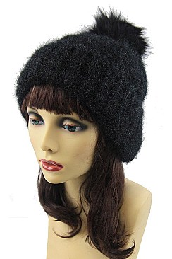 Pack of 6 (pieces) Assorted Soft Fur Pompom Mohair Beanie FM-AT225