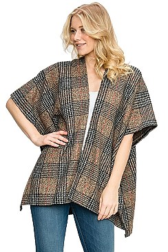Posh Plaid Pattern Poncho