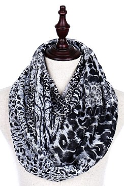 Pack of (12 Pieces) Assorted Color Trendy Animal Print Infinity Scarves FM-FTZISF256