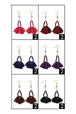 Pack of 12 (pieces) Assorted Tassel Dangle Earring FMERG8555