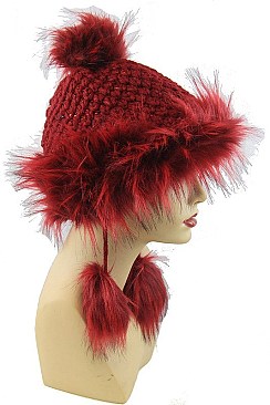 Pack of 4 Fashionable Pom Pom Furry Beanie