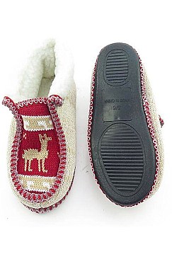 Pack of (12pcs) Assorted Shearing Reindeer Inspired Indoor Shoe FM-SL0165
