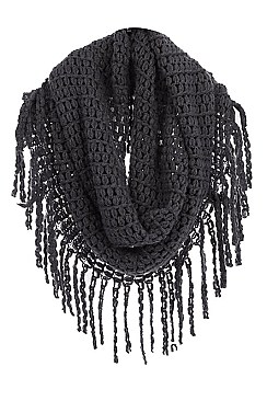 Pack of (12 Pieces) Assorted Colors Stylish Fringe Knitted Infinity Scarves FM-AO6055