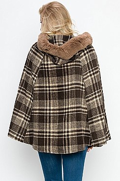 Posh Plaid Pattern Poncho