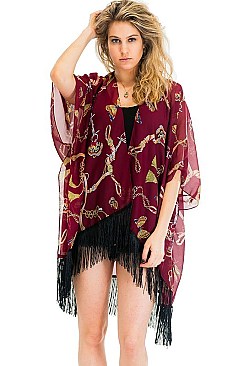 Pretty Butterfly Print Tassel Kimono FM-KSF212