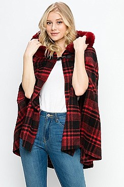 Posh Plaid Pattern Poncho