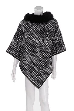 Stylish Fur Collar Poncho FM-AO6081