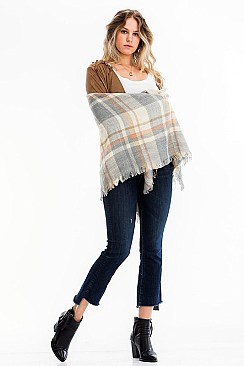 Pack of 6 Plaid Oversized Square Blanket Scarves