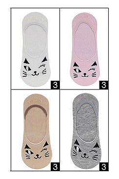 Pack of (12 Pieces) Assorted Cat Inspired Socks FM-ASK2157