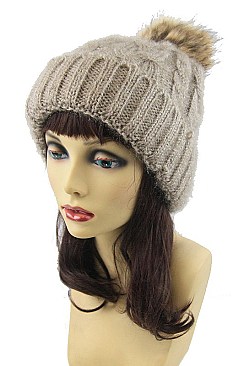 Pack of 6 (pieces) Assorted Soft Fur Pompom Mohair Beanie FM-AT225
