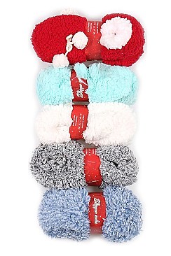 Pack of (12 Pieces) Assorted Pom Pom Indoor Slipper Shoes FM-SO393