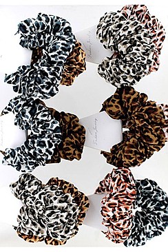 Pack of 12 (pieces) Assorted 2-pc Leopard Scrunchie Sets FMH326