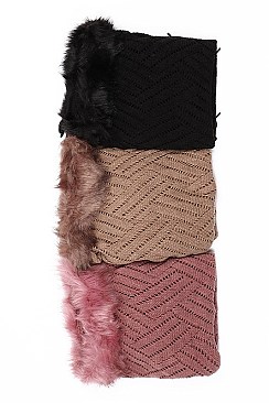 Stylish Faux Fur Collar Fringe Poncho FM-AV251DC