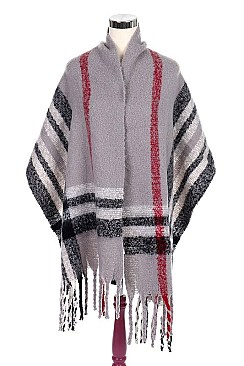 Fashionable Plaid Print Fringe Scarf Shawl FM-SC195