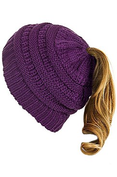 Pack of 12 (pieces) Assorted Messy Bun Ponytail Beanie FM-HT775