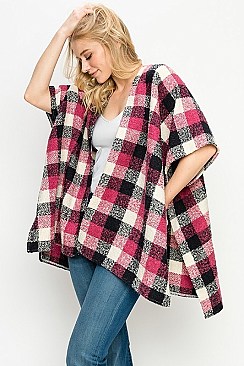 Fashion Plaid Pattern Poncho