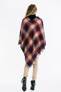 Trendy Plaid Pattern Poncho