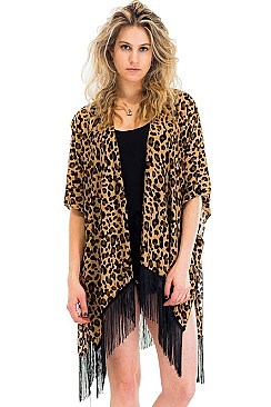 Snug Animal Print Tassel Kimono FM-KSF219