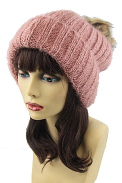 Stylish Soft Fur Pompom Mohair Beanie FM-AT226