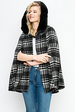 Posh Plaid Pattern Poncho
