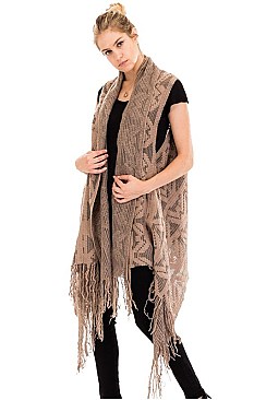 Pack of 6 pieces Fringe Knitted Longline Vest FM-WSF197
