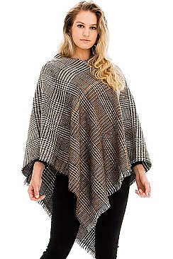 PLAID PATTERN PONCHO