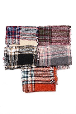Plaid Pattern Oversized Blanket Scarves FM-AS216BS