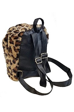 Soft Fur Leopard Backpack