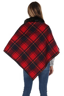 Stylish Multi Tone Plaid Poncho FM-AO6084