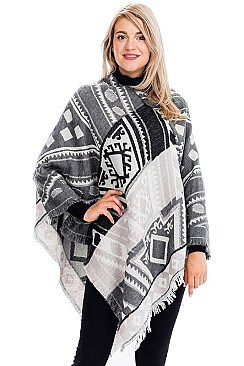 FRINGED TRIBAL PONCHO