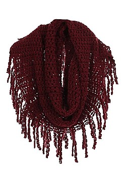 Pack of (12 Pieces) Assorted Colors Stylish Fringe Knitted Infinity Scarves FM-AO6055