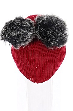 Pack of 12 (pieces) Assorted Double Pom Pom Beanies