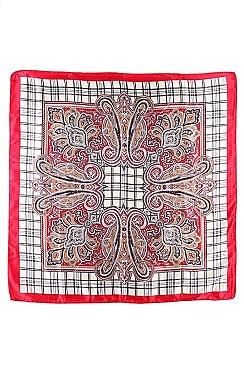 Pack of 12 (pieces) Assorted Silk Feel Square Satin Scarves FMSFS152