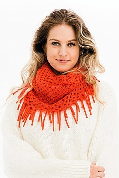 Pack of 12 Pcs Assorted Color Fringe Infinity Scarves