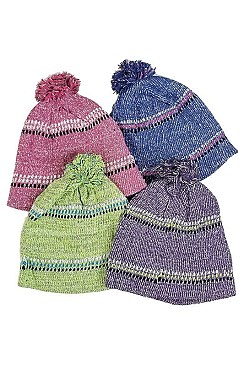 Pack of 12 (pieces) Assorted Fashionable Pom Pom Beanies